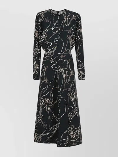 Victoria Beckham Abstract Crew Neck Long Sleeve Midi