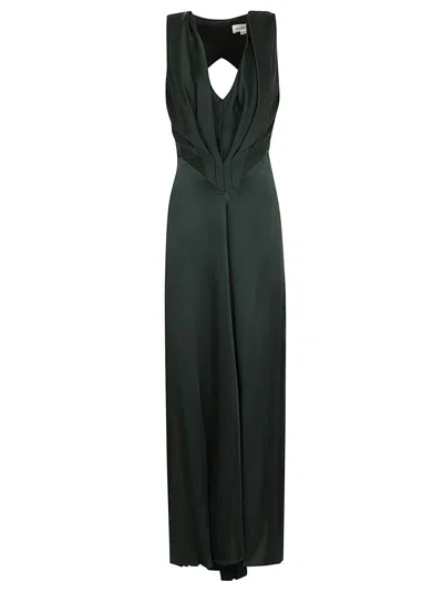 Victoria Beckham Acetate Dress With Flattering Cutout Detail And Flowing Silhouette In Green