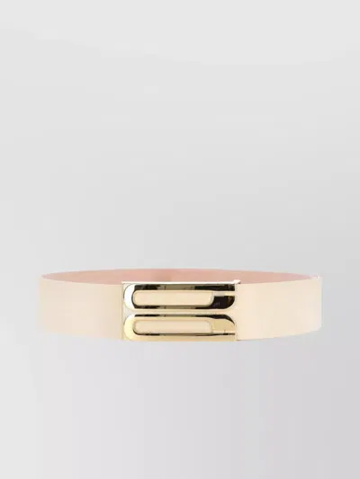 Victoria Beckham Adjustable Length Metallic Buckle Smooth Finish Belts In Neutral