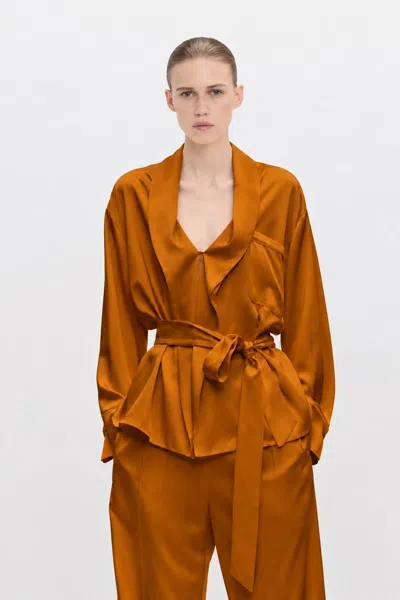 Victoria Beckham Alba Blouse In Bronze
