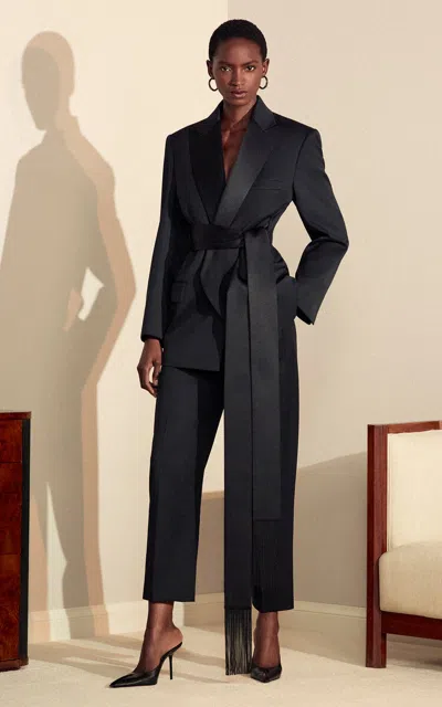 Victoria Beckham Alexa Dramatic Tie Wool Blazer In Black