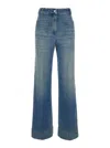 Victoria Beckham Wide-leg Jeans With Contrast Stitching And Pockets In Blue