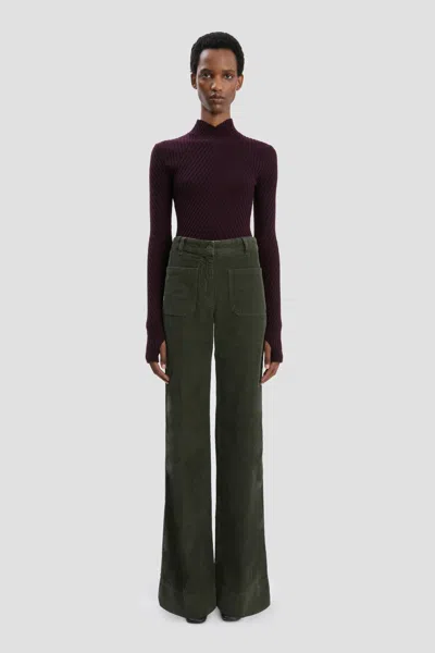 Victoria Beckham Alina Corduroy Jean In Khaki In Brown