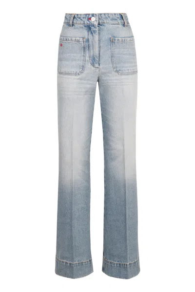 Victoria Beckham Womens Pale Blue Wash Julia High-rise Slim-leg Denim Jeans In Palebluew