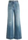 Shop Victoria Beckham Alina Distressed Straight-leg Jeans In Denim