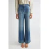 Victoria Beckham 'alina' Blue Jeans With Pockets And Logo Applied On The Front In Blue