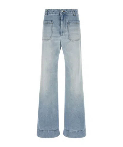 Victoria Beckham Alina Light Blue Cotton Denim Flared Jeans