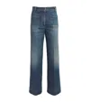 Victoria Beckham Flared High-waist Jeans With Subtle Logo Detail In Blue