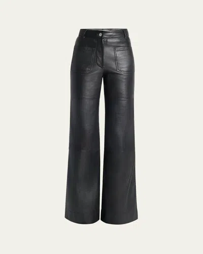 Victoria Beckham Alina Flared Leather Trousers In Black