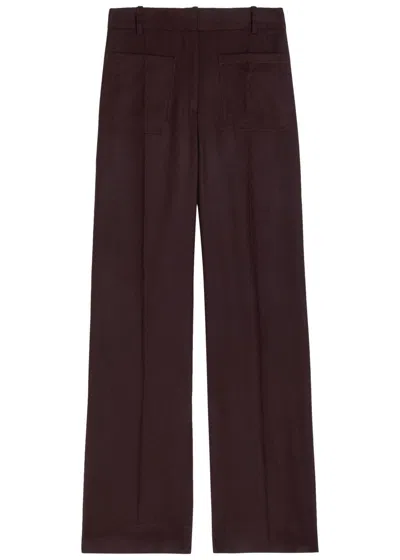 Victoria Beckham Alina Flared-leg Wool Trousers In Brown