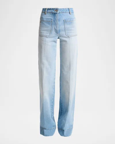 Victoria Beckham Alina Front Pocket Flare Jeans In Blue
