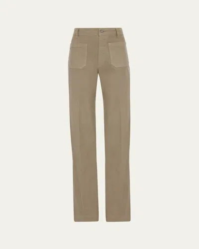 Victoria Beckham Alina Front Pocket Flare Jeans In Brown