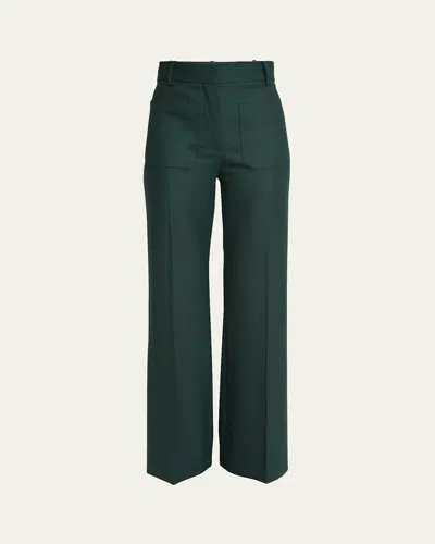 Victoria Beckham Alina Front-pocket Wide-leg Trousers In Green