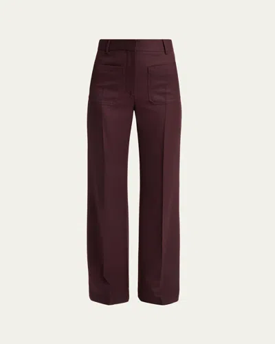 Victoria Beckham Alina Front-pocket Straight-leg Trousers In Purple