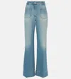Victoria Beckham 'alina' Blue Jeans With Pockets And Logo Applied On The Front In Blue