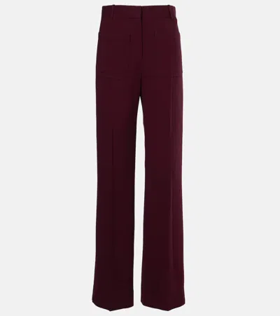 Victoria Beckham Alina High-rise Wide-leg Pants In Burgundy