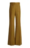 Victoria Beckham Alina High-rise Wool Suiting Wide-leg Pants In Willow