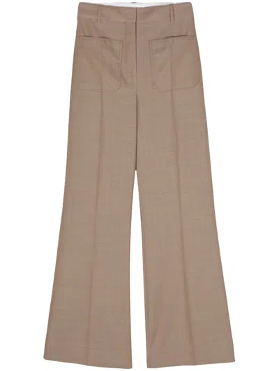 Victoria Beckham Alina High-waist Flared Trousers In Brown