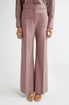 Victoria Beckham Alina Wide Leg Wool-blend Trousers In Pink