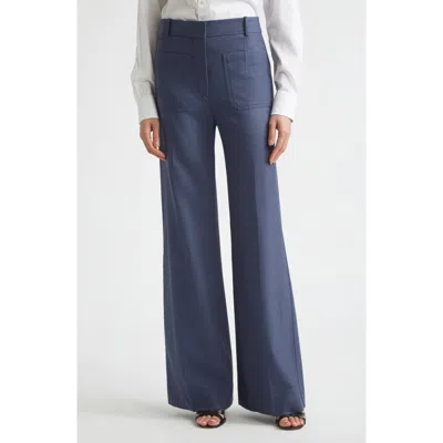 Victoria Beckham Alina High Waist Stretch Flare Pants In Blue