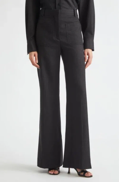 Victoria Beckham Alina High Waist Wool Flare Trousers In Multi
