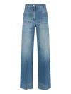 Victoria Beckham Straight Trousers With Pockets And Stitching In Blue
