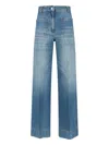 Victoria Beckham Straight Trousers With Pockets And Stitching In Blue
