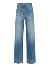 Victoria Beckham Straight Trousers With Pockets And Stitching In Blue