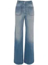 Victoria Beckham 'alina' Blue Jeans With Pockets And Logo Applied On The Front In 蓝色
