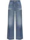 Victoria Beckham Alina Indigo Wash Camal Jean Pants In Blue