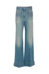 Victoria Beckham 'alina' Blue Jeans With Pockets And Logo Applied On The Front In Blue