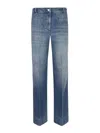 Victoria Beckham Wide-leg Jeans With Contrast Stitching And Pockets In Blue