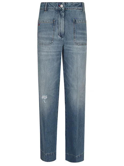 Victoria Beckham Belt Loop Jeans In Blue