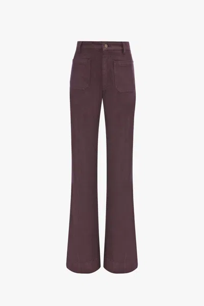 Victoria Beckham Alina Wide-leg Jeans In Burgundy