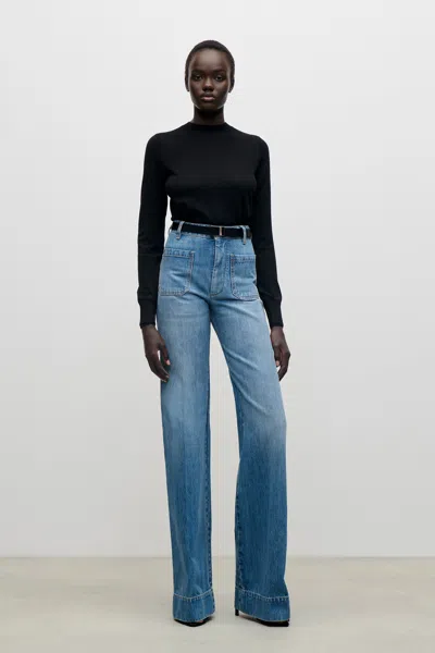 Victoria Beckham Alina Jean In Worn Blue Wash