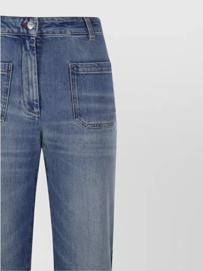 Victoria Beckham Alina Jean With Back And Front Pockets In Blue
