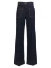 Victoria Beckham Wide Leg High Rise Jeans With Contrast Stitching In Blue