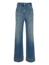 Victoria Beckham Wide-leg Jeans With Contrast Stitching And Pockets In Blue