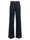 Victoria Beckham Wide Leg High Rise Jeans With Contrast Stitching In Black