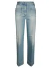 Victoria Beckham Alina Straight Leg Jeans With Front And Back Pockets In Blue