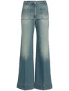 Victoria Beckham 'alina' Blue Jeans With Pockets And Logo Applied On The Front In Blue