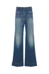 Victoria Beckham Straight Trousers With Belt Loops And Pockets In Blue