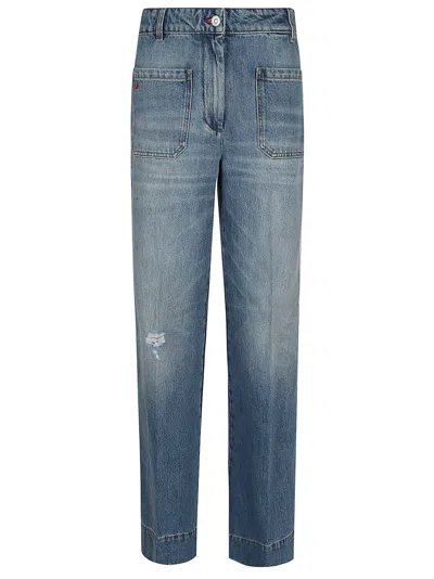 Victoria Beckham Alina Jeans High Rise Wide Leg In Blue