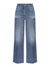 Victoria Beckham Alina Indigo Wash Camal Jean Pants In Medium Wash