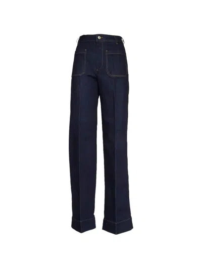Victoria Beckham Alina Jeans With Application In Blue