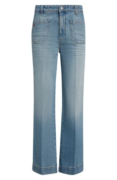 Victoria Beckham Alina Kick Flare Crop Jeans In Blue