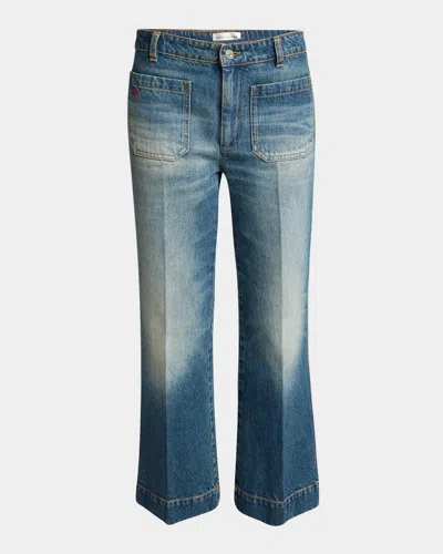 Victoria Beckham Alina Kickflare Crop Jeans In Heavy Vin Indi