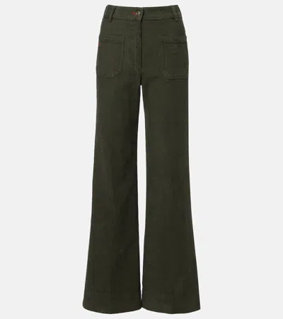 Victoria Beckham Alina Mid-rise Corduroy Flared Jeans In Green