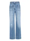 Victoria Beckham Straight Trousers With Belt Loops And Pockets In Blue