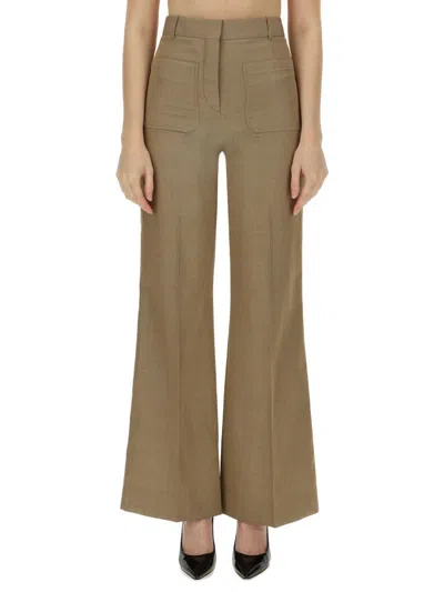 Victoria Beckham Alina Wool Wide-leg Pants In Beige